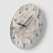 魅力的な白黒プリント:若い女の子の間 ラージ壁時計 (傾斜)