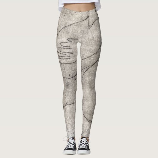 魅力的な白黒プリント：若い女の子の間 レギンス (正面)