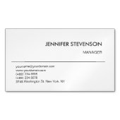 魅力的な白黒モダンミニマリスト マグネット名刺 (正面)