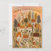 魅力的な秋の村の感謝祭パーティー 招待状 (正面)