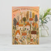 魅力的な秋の村の感謝祭パーティー 招待状 (スタンド正面)