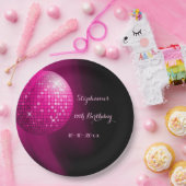 魅力的な第17誕生日のショッキングピンクのパーティーのディスコの球 ペーパープレート (パーティー)