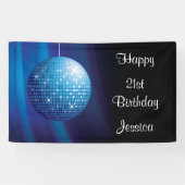 魅力的な第21誕生日の青いパーティーのディスコの球 横断幕 (横)