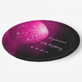 魅力的な第50誕生日のショッキングピンクのパーティーのディスコの球 ペーパープレート (アングル)