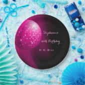 魅力的な第60誕生日のショッキングピンクのパーティーのディスコの球 ペーパープレート (パーティー)