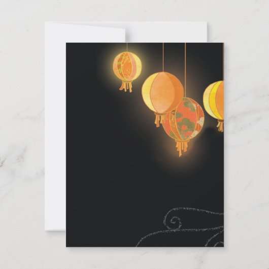 魅力的な紙ランタン結婚式の日付を保存 セーブザデート (裏面)