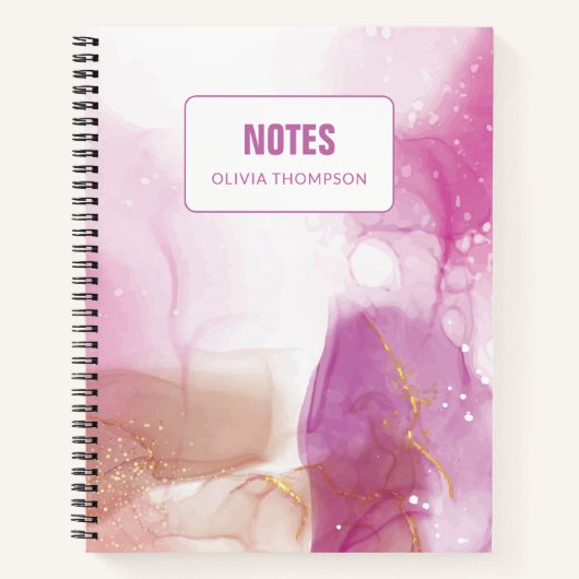 魅力的な紫色のピンクの金ゴールドカスタマイズ ノートブック (正面)