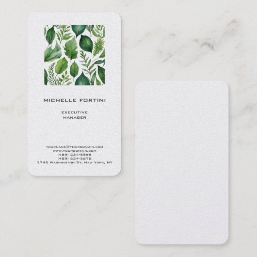 魅力的な緑のミニマルモダンリストシック 名刺 (正面/裏面)