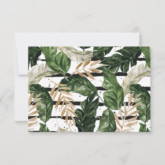 魅力的な緑の金ゴールドフレームウェディングRSVPカード 出欠カード (裏面)