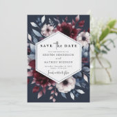 魅力的な編集可能ブルゴーニュ セーブザデート (スタンド正面)