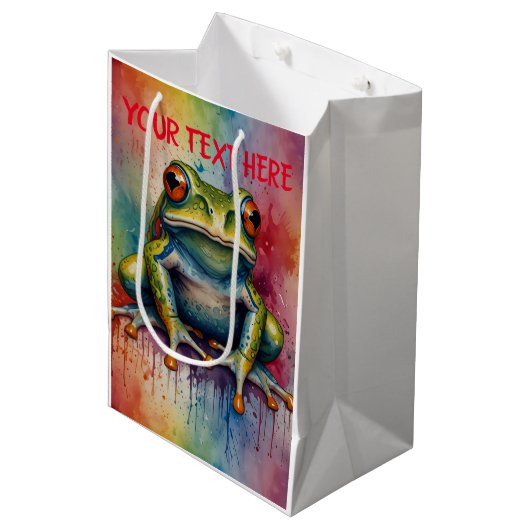 魅力的な美しいカエルを発見 ミディアムペーパーバッグ (正面アングル)