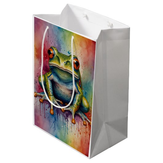 魅力的な美しいカエルを発見 ミディアムペーパーバッグ (裏面アングル)
