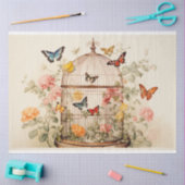 魅力的な美しい：鳥のデコパージュ 薄葉紙 (クラフト)