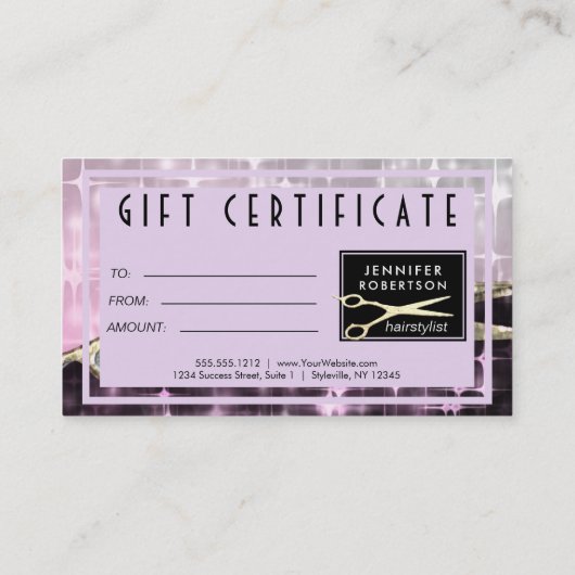 魅力的な美容師のギフト券 割引カード (裏面)