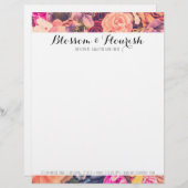 魅力的な花のバラの粋でモダンな花屋及びブティック レターヘッド (正面/裏面)