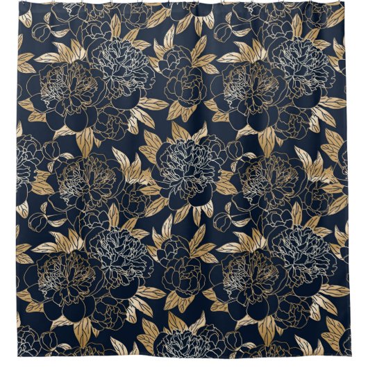 魅力的な花のフローラ装飾的な目を引く シャワーカーテン (正面)