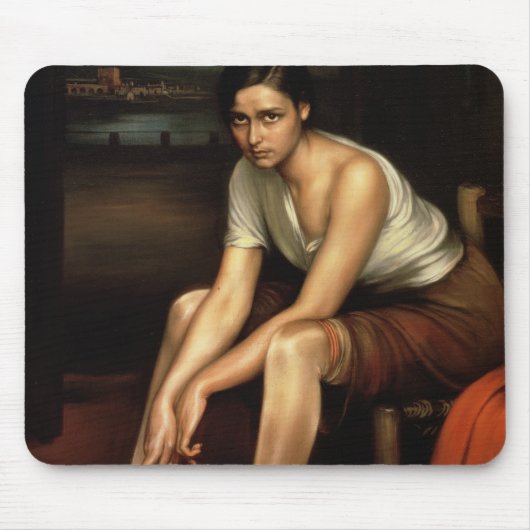 魅力的な若い女の子 マウスパッド (正面)