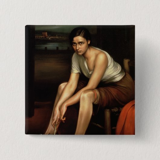 魅力的な若い女の子 缶バッジ (正面)