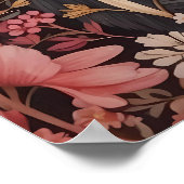 魅力的な茶色のクマの視線ピンクの花 ポスター (角)