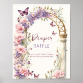 魅力的な蝶の赤ちゃんシャワーおむつラッフル ポスター (正面)