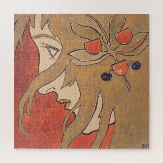 魅力的な赤の女クラシックの子スタイリッシュ(Art) ジグソーパズル (縦)