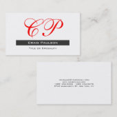 魅力的な赤白黒モノグラム名刺 名刺 (正面/裏面)