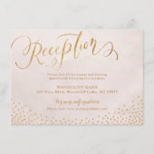 魅力的な赤面のばら色の金ゴールドの書道の披露宴カード エンクロージャーカード (正面)