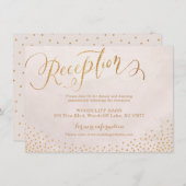 魅力的な赤面のばら色の金ゴールドの書道の披露宴カード エンクロージャーカード (正面/裏面)