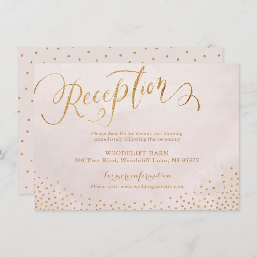 魅力的な赤面のばら色の金ゴールドの書道の披露宴カード エンクロージャーカード (正面/裏面)