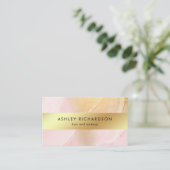 魅力的な赤面のピンクおよびフェイクな金ゴールドの会合媒体 名刺 (スタンド正面)