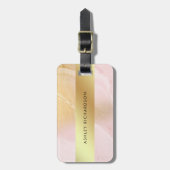 魅力的な赤面のピンクおよびフェイクな金ゴールド ラゲッジタグ (正面縦)