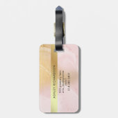 魅力的な赤面のピンクおよびフェイクな金ゴールド ラゲッジタグ (裏面縦)