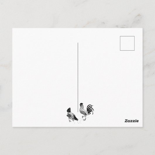 魅力的な農村の鶏小屋のイラスト - ニワトリとメスの鳥 ポストカード (裏面)