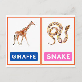 魅力的な野生動物のフラッシュカード，パンダ，コアラ，ヘビ ポストカード