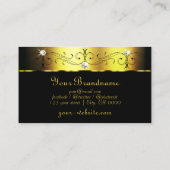 魅力的な金ゴールドと黒い偏平宝石モノグラム 名刺 (裏面)