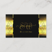 魅力的な金ゴールドと黒い偏平宝石モノグラム 名刺 (正面)