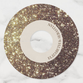 魅力的な金ゴールドのグリッター ワイングラスタグ