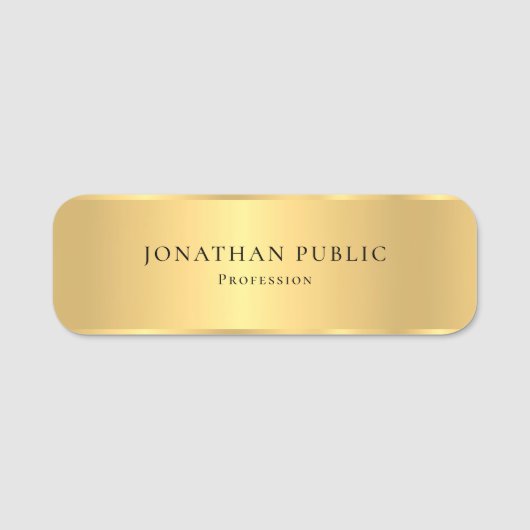魅力的な金ゴールドの一見のモダンでエレガントなシンプルな設計 名札 (正面)