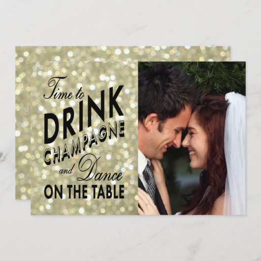 魅力的な金ゴールドの保存日付 セーブザデート (正面/裏面)