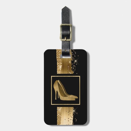 魅力的な金ゴールドの小剣の荷物のラベル ラゲッジタグ (正面縦)