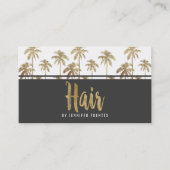 魅力的な金ゴールドの熱帯ヤシの木の美容師 名刺 (正面)