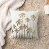魅力的な金ゴールドの白の熱帯ヤシの木 クッション (ブランケット)