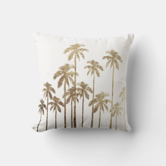 魅力的な金ゴールドの白の熱帯ヤシの木 クッション (正面)