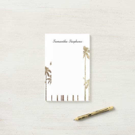 魅力的な金ゴールドの白の熱帯ヤシの木 ポストイット (デスク上)