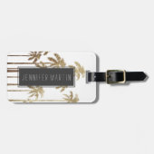 魅力的な金ゴールドの白の熱帯ヤシの木 ラゲッジタグ (正面横)