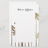 魅力的な金ゴールドの白の熱帯ヤシの木 便箋 (正面/裏面)