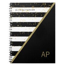 魅力的な金ゴールドの紙吹雪および白黒ストライプ