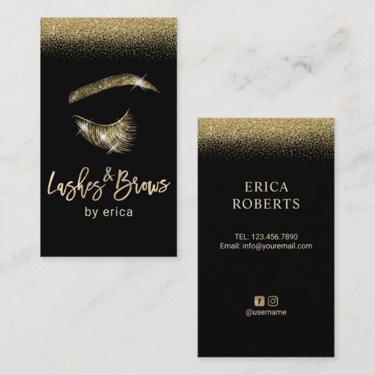 魅力的な金ゴールドの鞭及び額のロゴのメーキャップアーティスト 名刺 (正面/裏面)