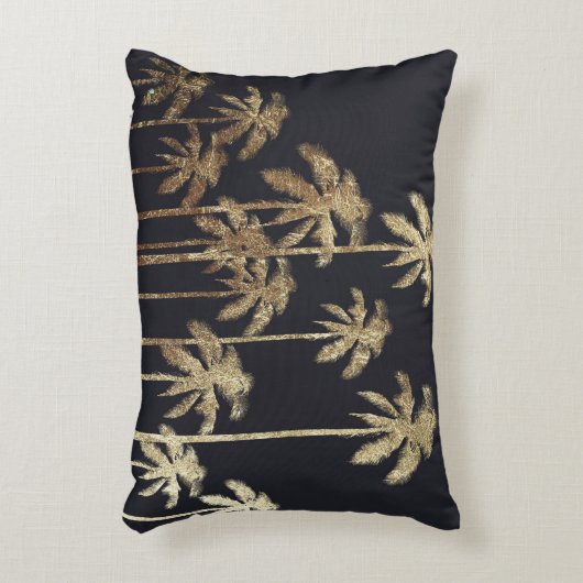 魅力的な金ゴールドの黒の熱帯ヤシの木 アクセントクッション (正面(垂直))