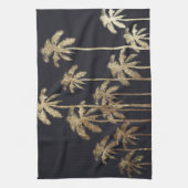 魅力的な金ゴールドの黒の熱帯ヤシの木 キッチンタオル (縦)